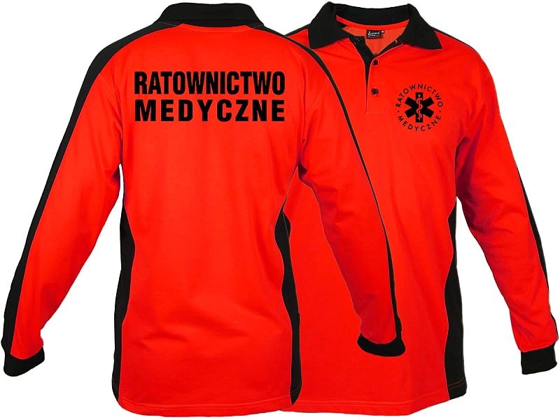 Koszulka ratownicza Polo FLUO męska FUNKCYJNA z długim rękawem (M)