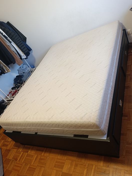 Cama Casal c/ 4 Gavetas + Colchão Colunex