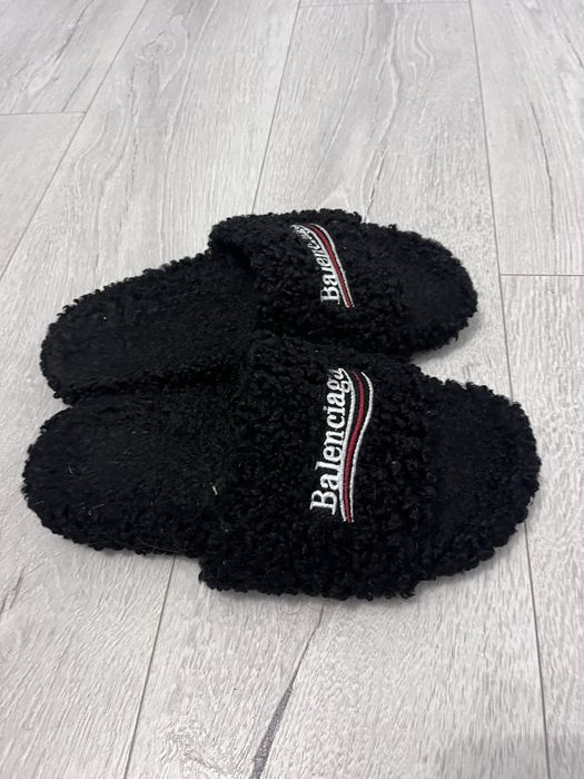 Balenciaga fluffy slides тапки