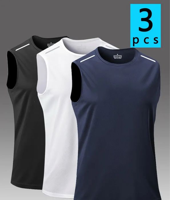 Zestaw 3 Sztuk Męskich Sportowych Podkoszulek Bezrękawniki rozmiar L