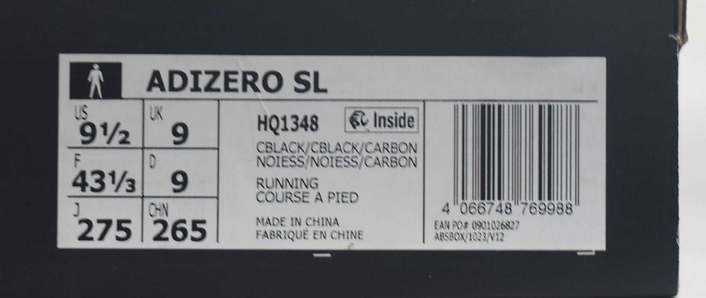 adidas Adizero SL Core Black Carbon  rozmiar 43 1/3
