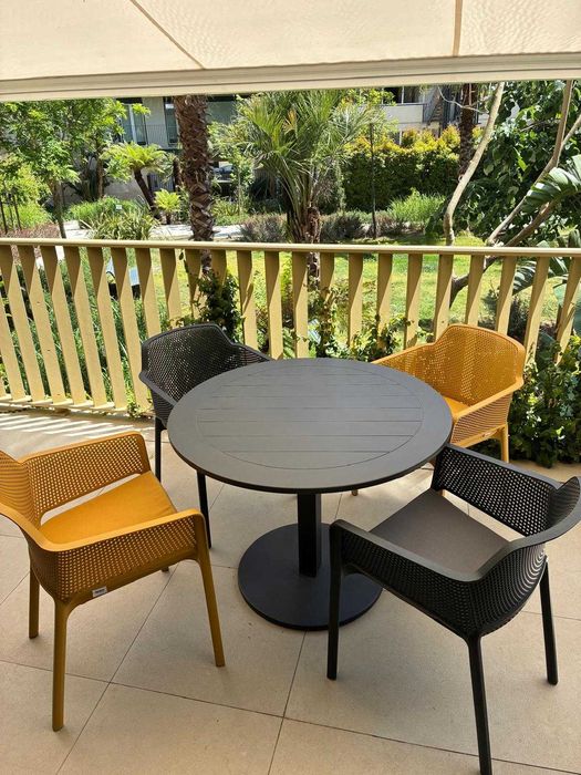 Mesa Jardim aluminio redonda dobravel