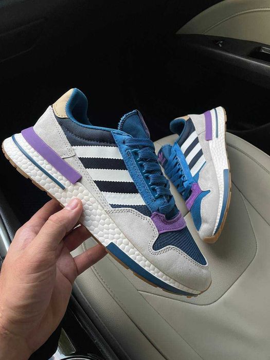 Мужские кроссовки Adidas ZX 500 'Blue, Purple, Grey' Размеры 41-45