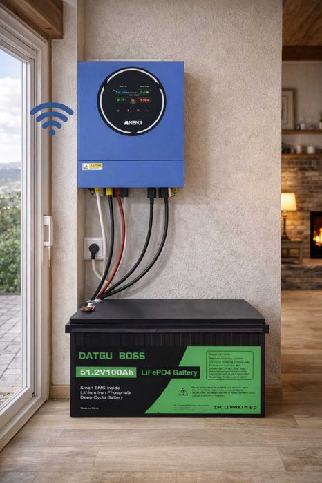 Інвертор Anenji  Акумулятор Datouboss LiFePO4 48V/100Ah Живлення 5 кВт