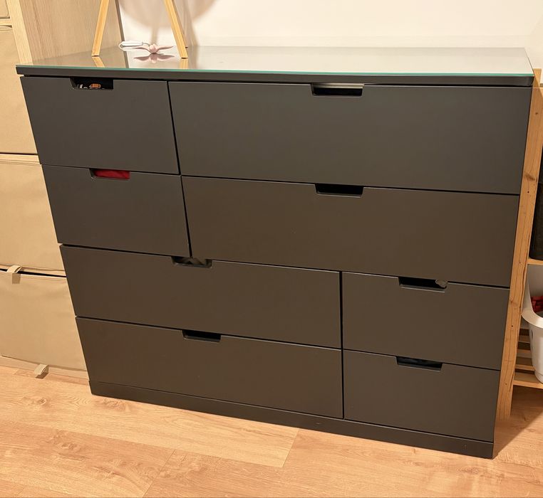Cómoda NORDLI c/8 gavetas, PRETA, 120x99 cm