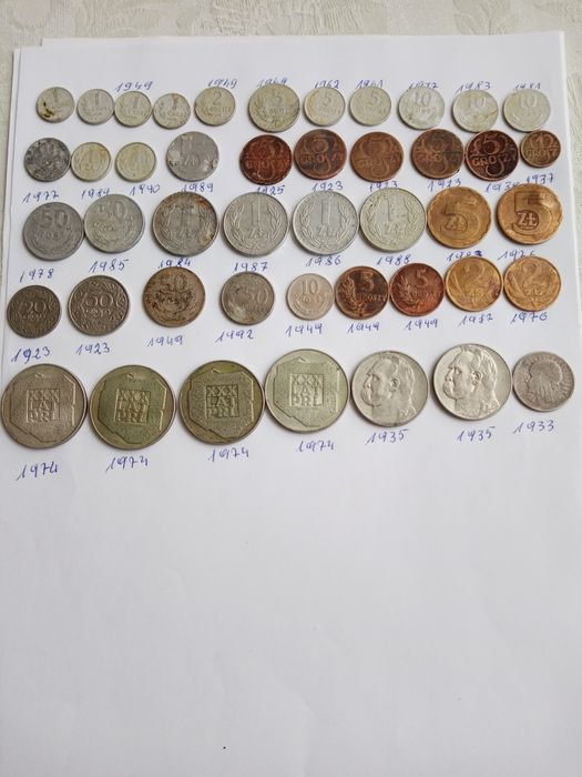 Monety z czasów PRL oraz cześć przedwojennych