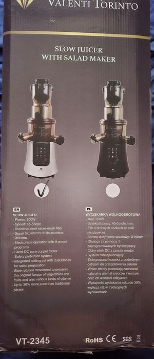 Wyciskarka wolnoobrotowa Valenti Torinto. Nowa.