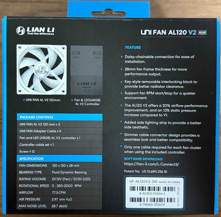 7x Lian Li AL120 V2 RGB + Controlador UNI Hub