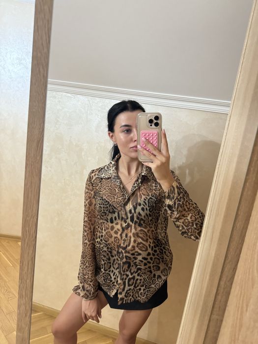 Шифонова блуза принт леопард