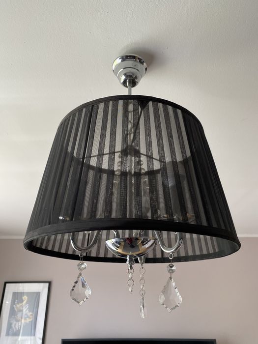 Żyrandol czarny z kryształkami