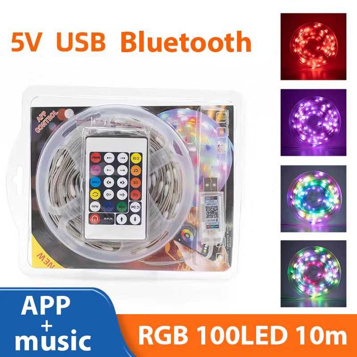 Умная RGB гирлянда 10м капля росы Bluetooth + Пульт от USB музыкальная