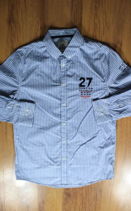 Koszula Hampton Republic r. 39/40 męska nieb-biała dł rękaw w paski bawełna