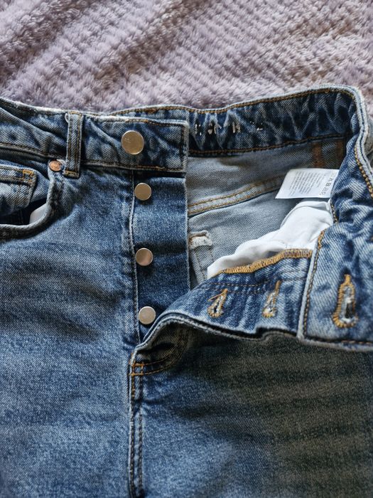 Jeansy dzwony wysoki stan looong XS