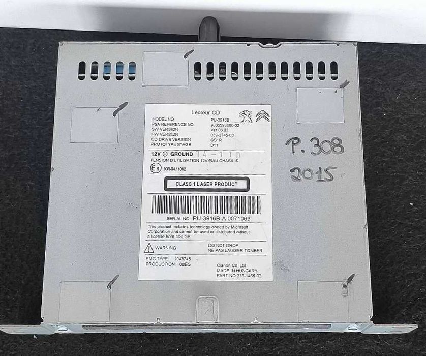 Rádio / Auto Rádio 9805593680-02 - PEUGEOT 308 SW II