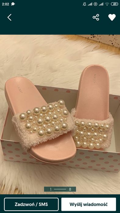 Vices piękne klapki futerko perełki 39/40