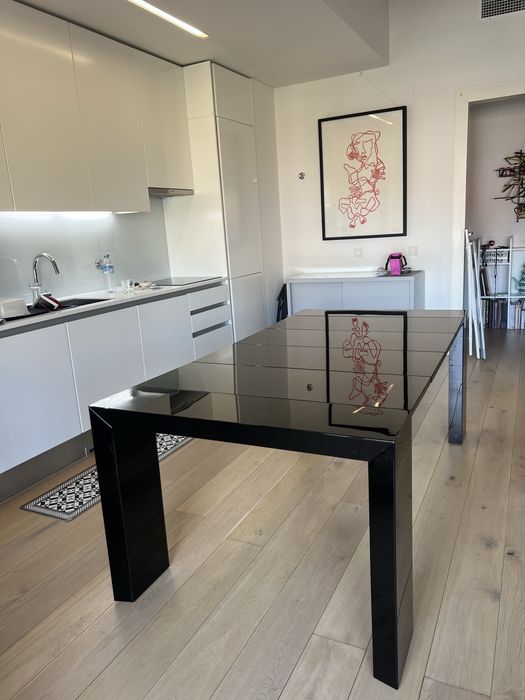 Mesa consola Roche-Bobois extensível Daquacryl Preto