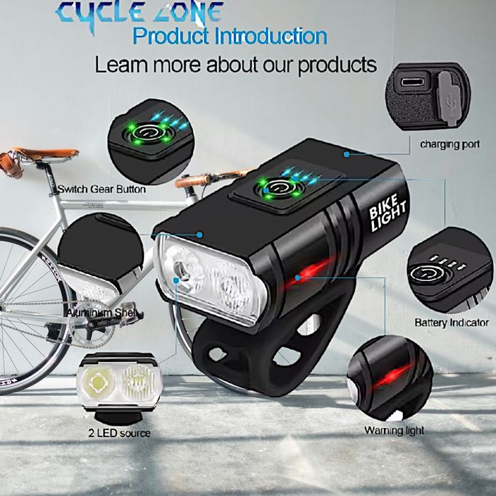 Фара мощная велосипедная фонарь 2×T6 LED 10W