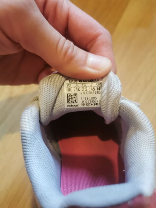 Buty adidas 25 biało różowe brokat obuwie buciki adidasy