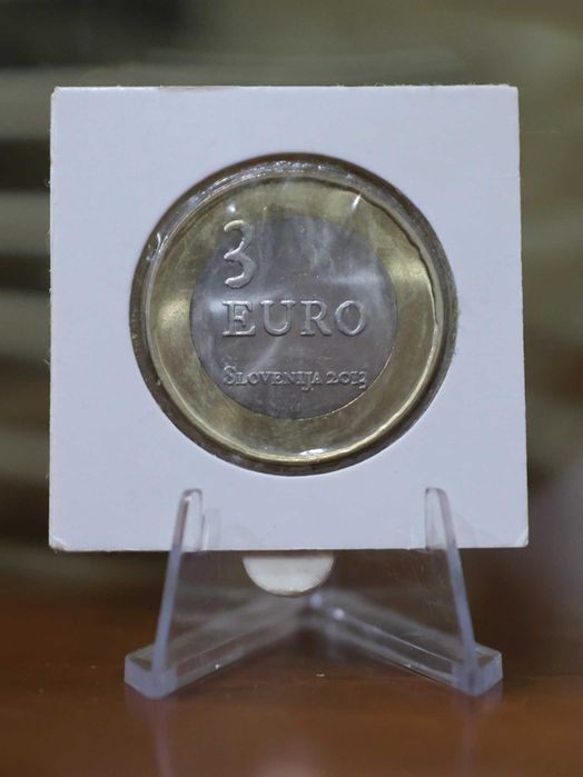 Eslovénia Moeda 3 € Bimetálica -300 Anos da Revolta Agrícola de Tolmin