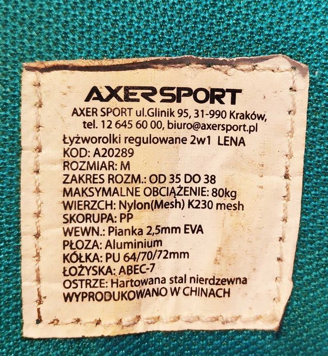 Rolki rozmiar 35-38 + komplet ochraniaczy