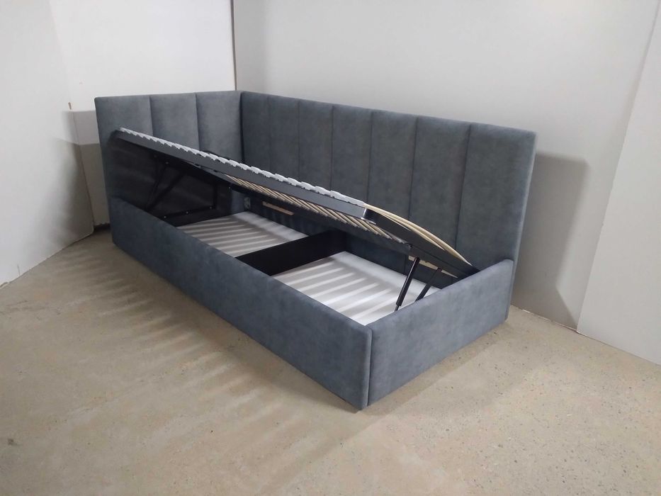 PROMOCJA ŁóżkoTapicerowaneMłodzieżoweNarożne StelażMetalowyPojemnik