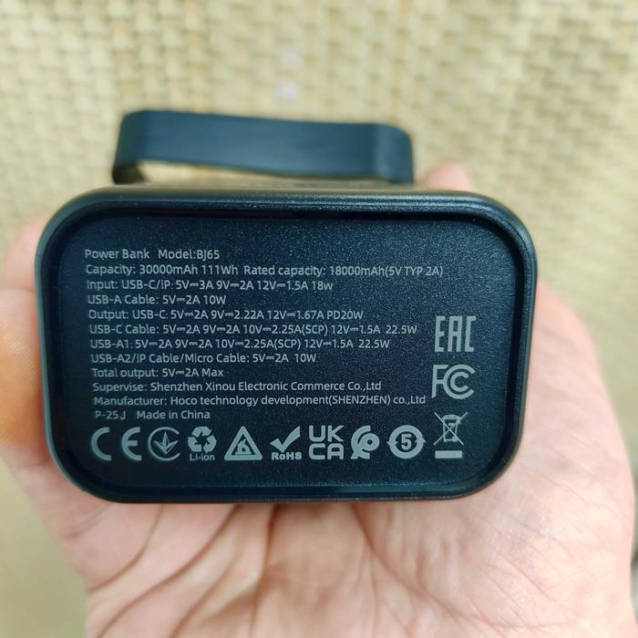 Павербанк Borofone BJ65 30000 mAh 22.5W з потужним ліхтарем та кабелями зовнішній акумулятор