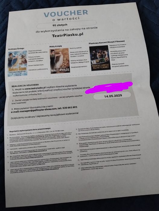 Voucher teatr piasku