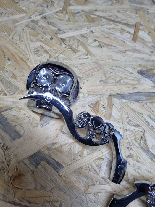 lusterka czaszka chrom chopper harley