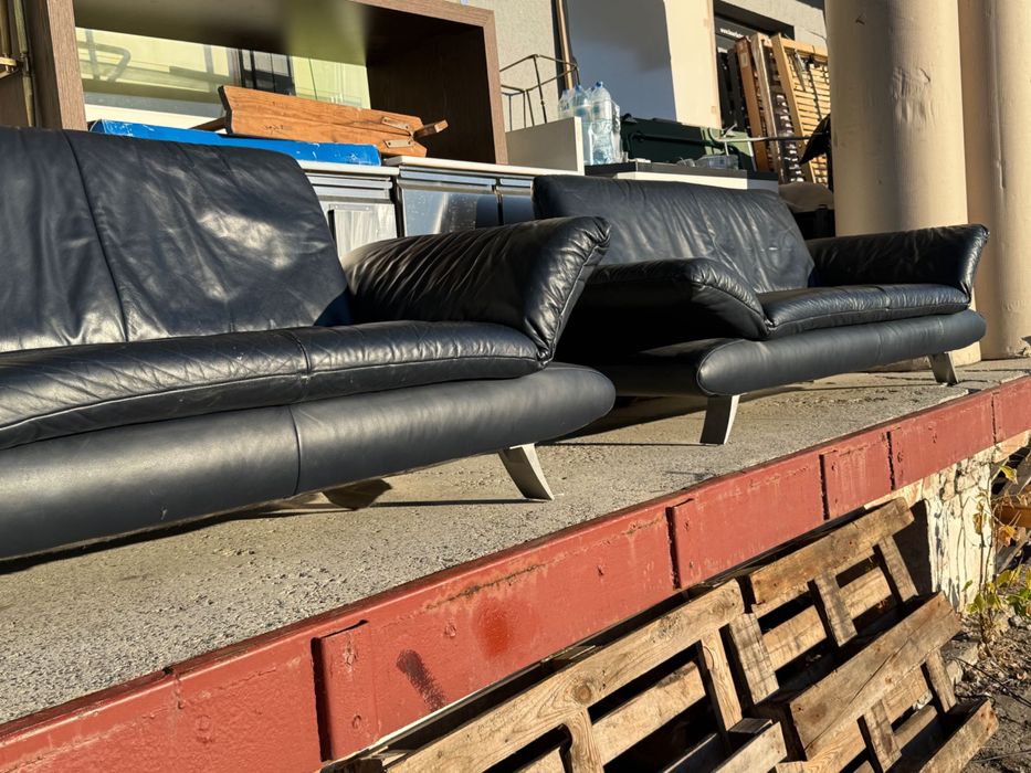 Zestaw skórzany – sofa 3-osobowa + sofa 2-osobowa, prawdziwa skóra