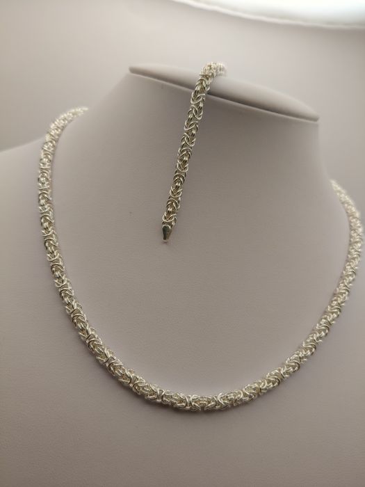 Srebrny Łańcuszek i Bransoletka Pr.925 Piękny Damski Komplet