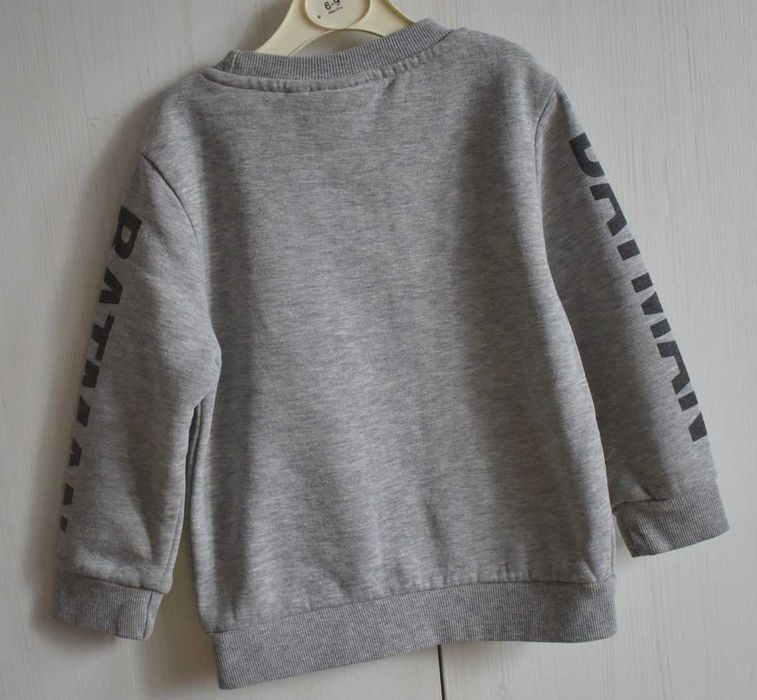 Bluza 98 104 bawełniana Batman logo nadruk bawełna prosta szara