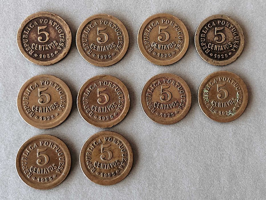 Lote de 10 Moedas 5 Centavos 1925