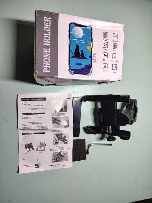 Держатель телефона на руль. Алюминий, винтовой