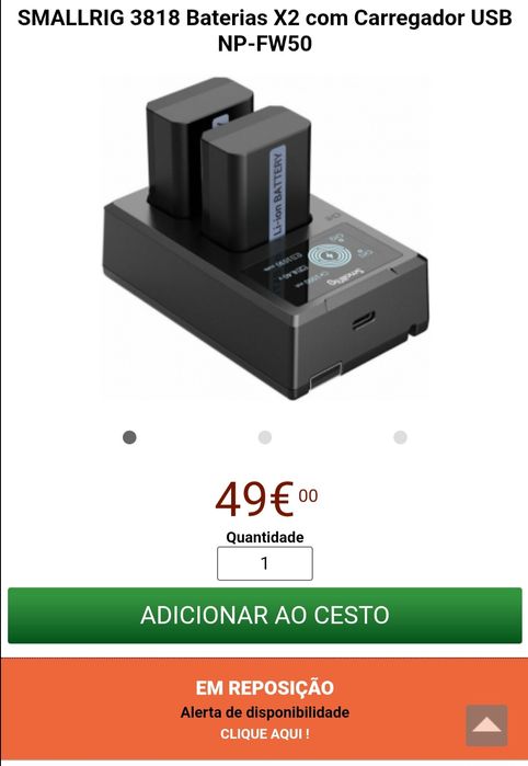 Kit 2 baterias e carregador NP-FW50