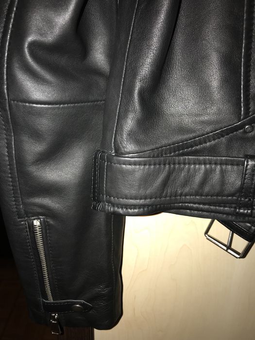 Zara skóra naturalna biker sprzączka kurtka ramoneska pasek