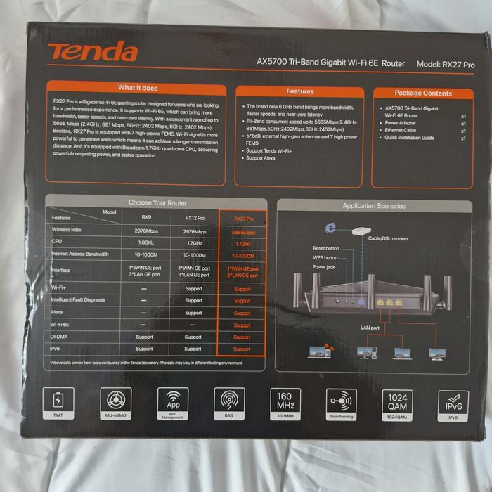 Router WiFi 6E Tenda RX27 Pro