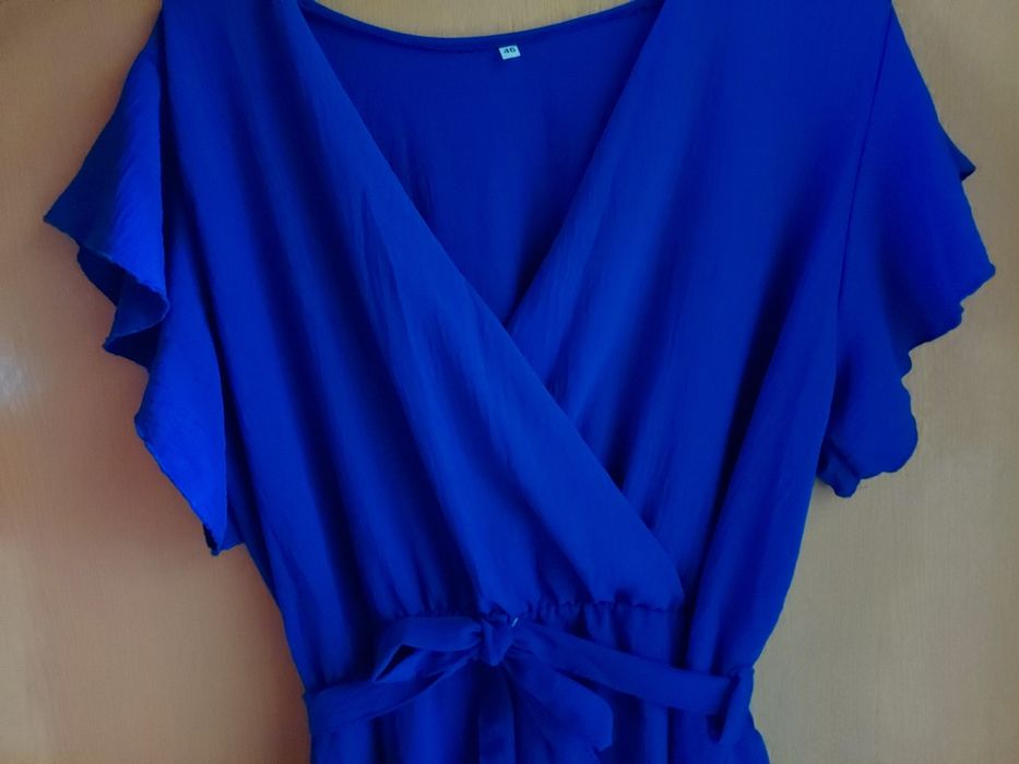 sukienka | niebieska | chabrowa | nietoperz | falbanka | wiązana