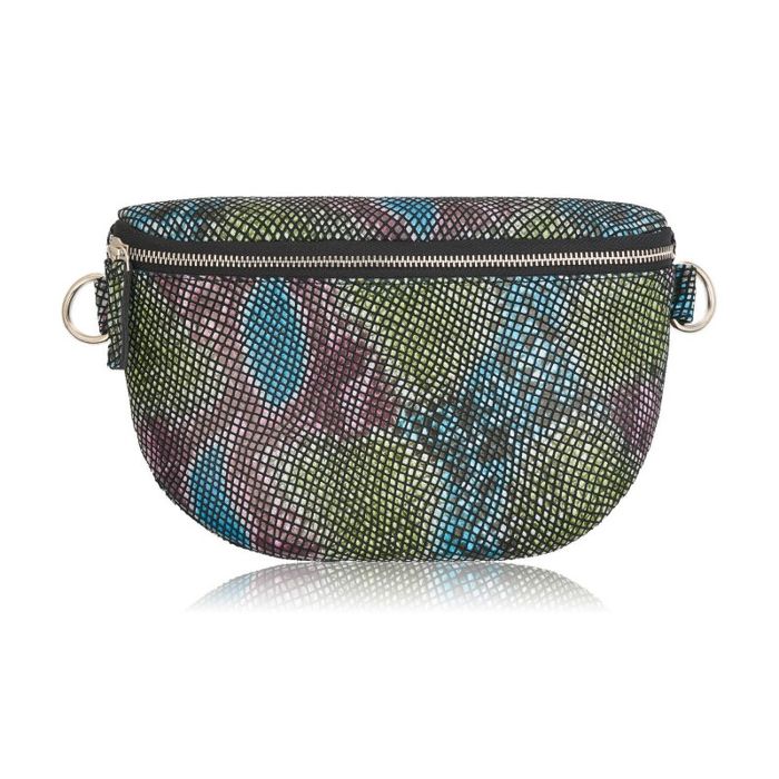 nerka skórzana saszetka damska na pas z printem imitującym s