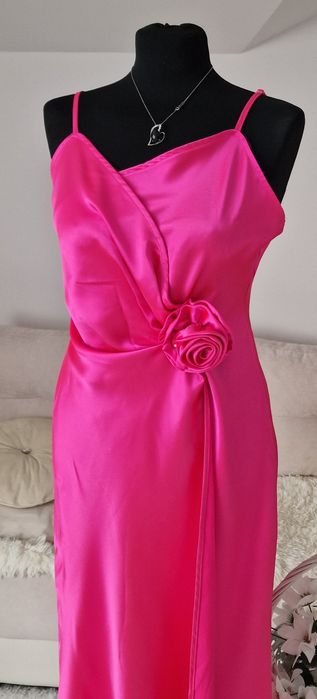 Sukienka satynowa,pink"Savida".