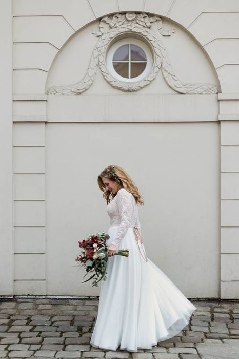 Suknia ślubna Julia Rosa rozm. 38 boho rustykalna koronka