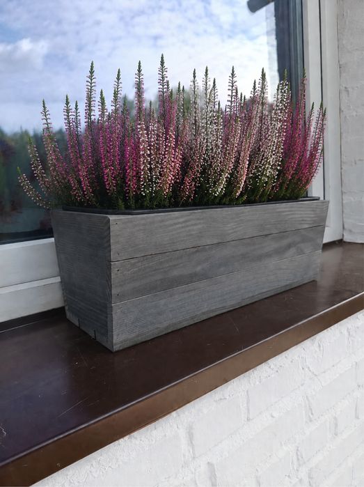Doniczki drewniane na parapet 40 cm