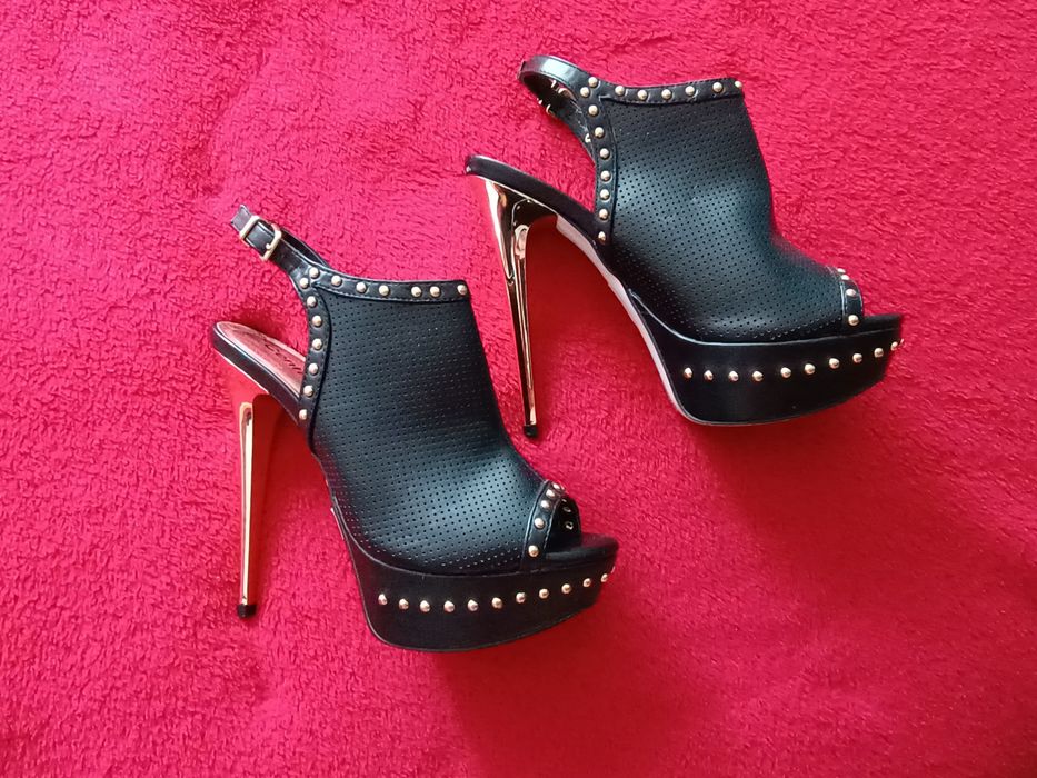 Mega Seksowne Sandałki Szpilka Platforma Koturn