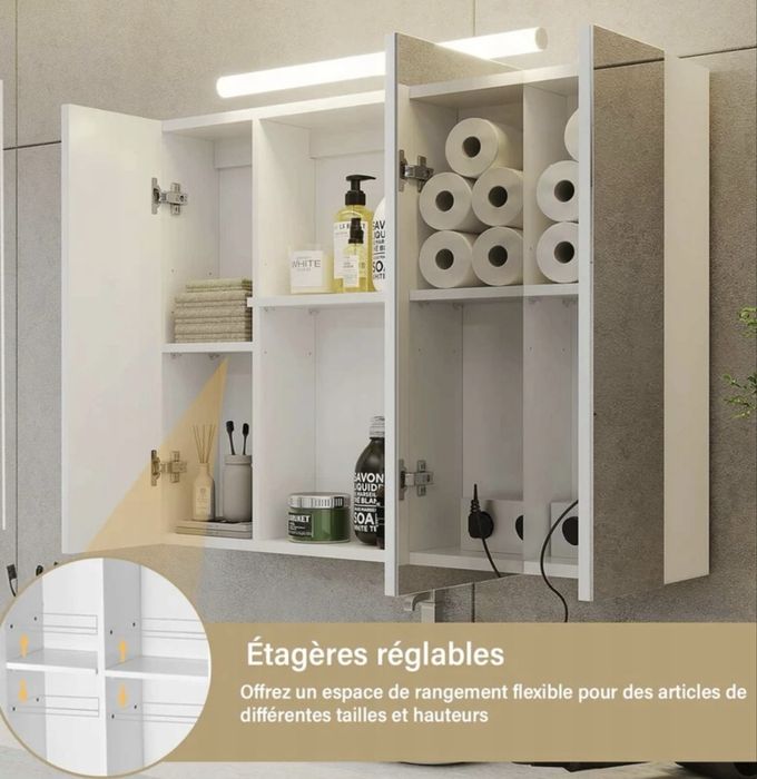 Szafka wisząca łazienkowa lustrzana oświetlenie led