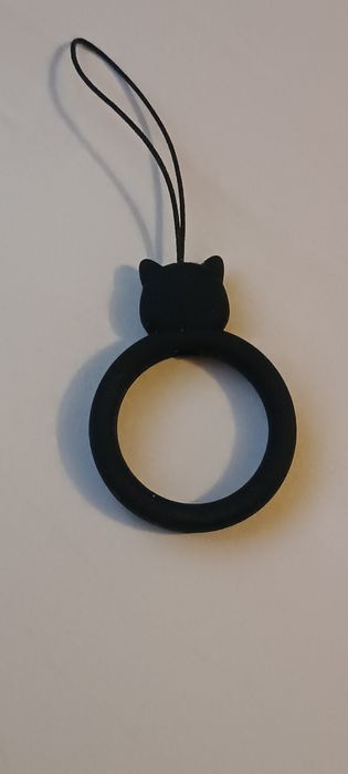 Чохол силікон 3D для iPhone навушників з карабіном чорний кіт black