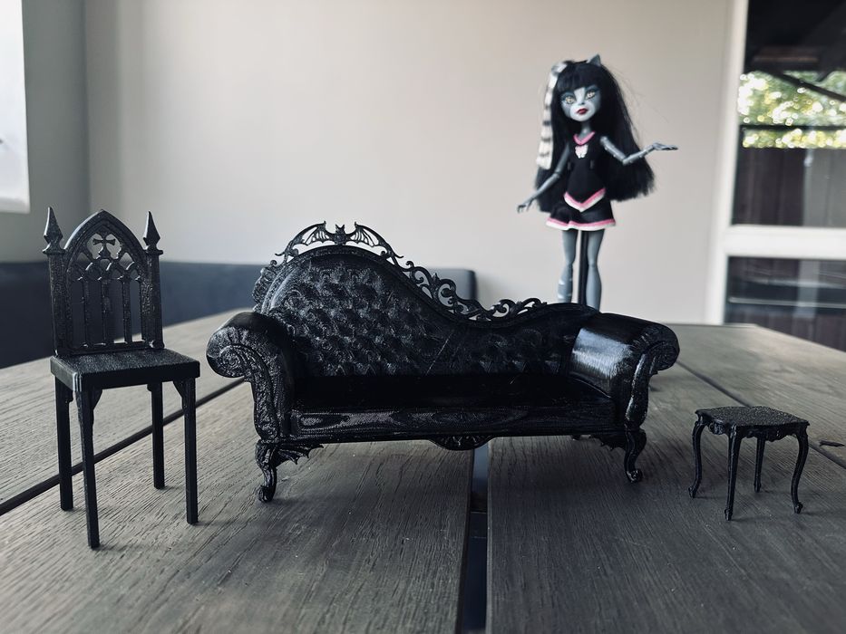 Набір меблів для Monster High Draculaura | готичний диван, стілець, столик
