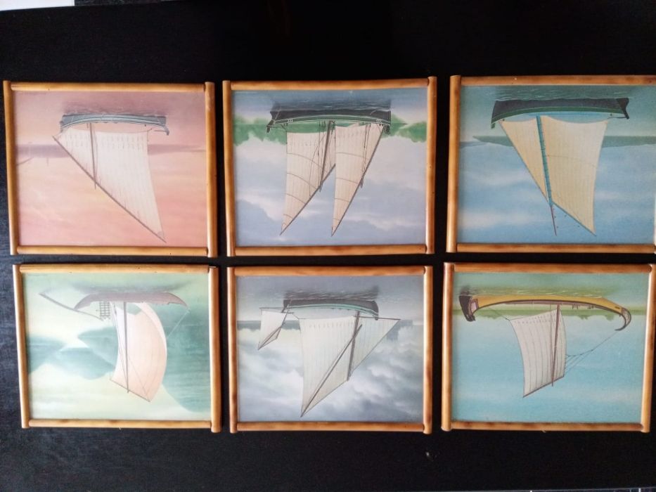 6 Quadros barcos em cana
