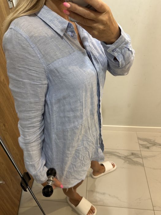 Lniana niebieska koszula