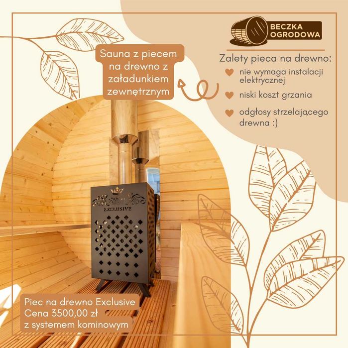 Sauna Ogrodowa Beczka Ruska Bania Dowolna Konfiguracja Cenowa