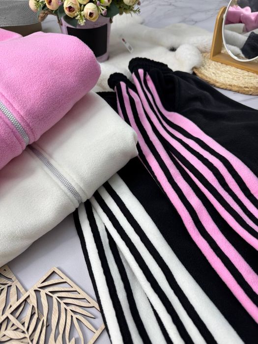 Теплий жіночий костюм Polar фліс з лампасами (худі зіп + штани)