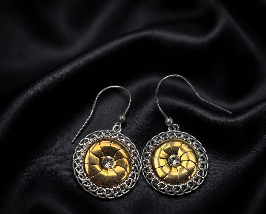 Wiszące kolczyki srebro złocone